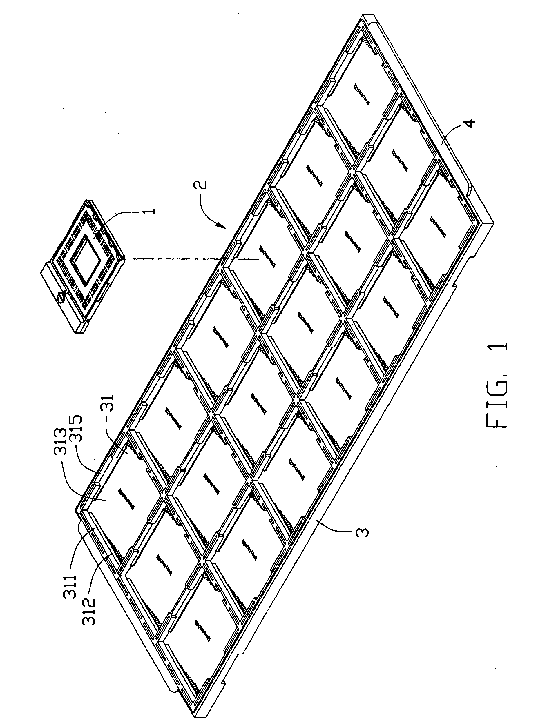 Connector packaging tray with supporting standoffs