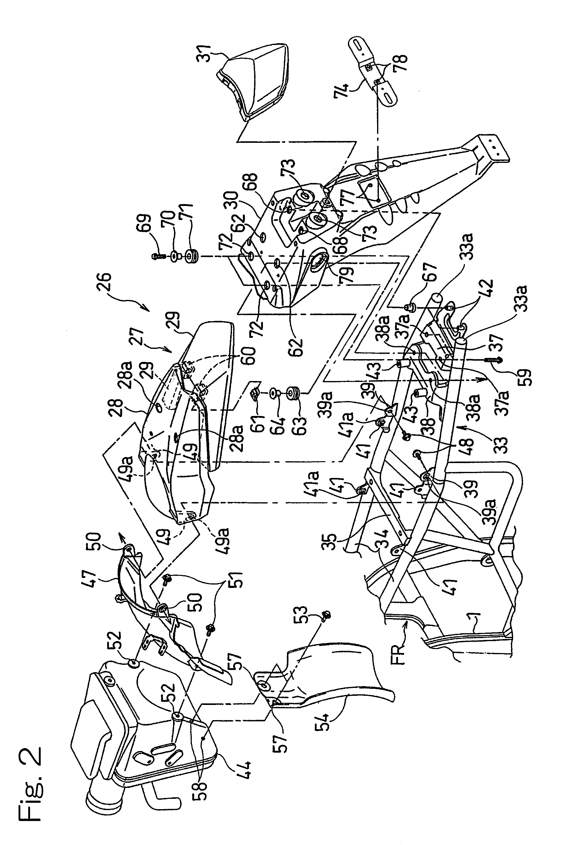 Motorcycle rear fender assembly