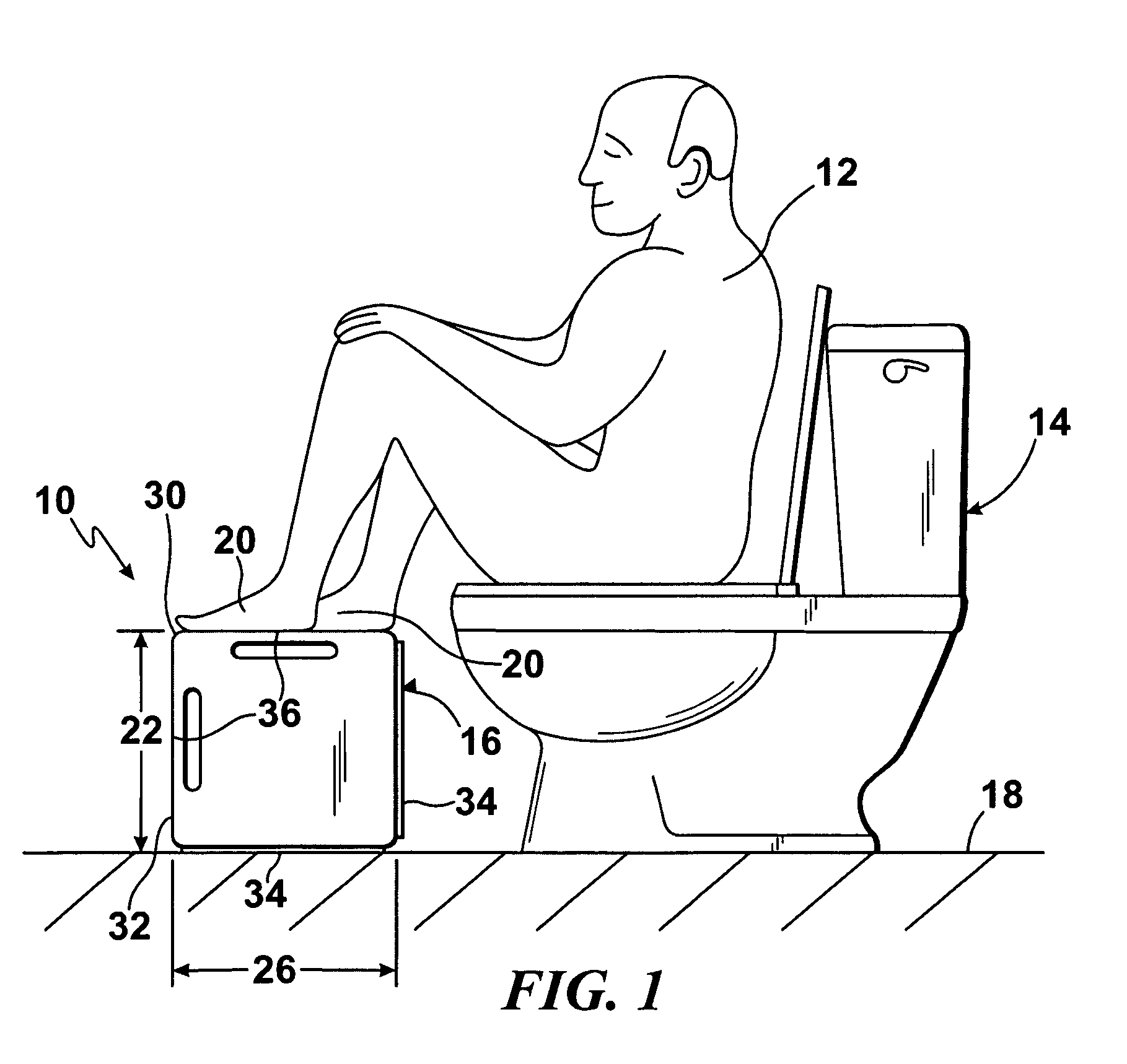 Device for a person to reduce straining during expulsion of fecal matter into a toilet