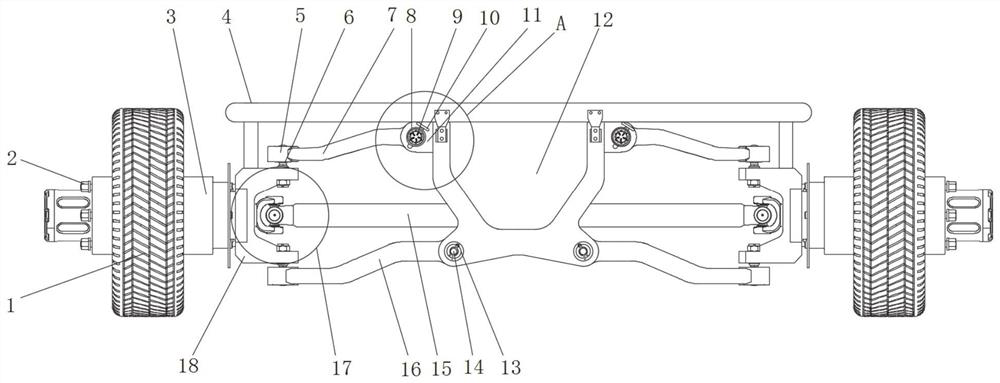 A lateral stability reinforcement device and a semi-trailer based on a hub motor