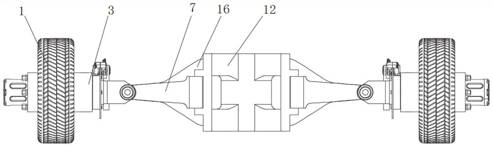 A lateral stability reinforcement device and a semi-trailer based on a hub motor