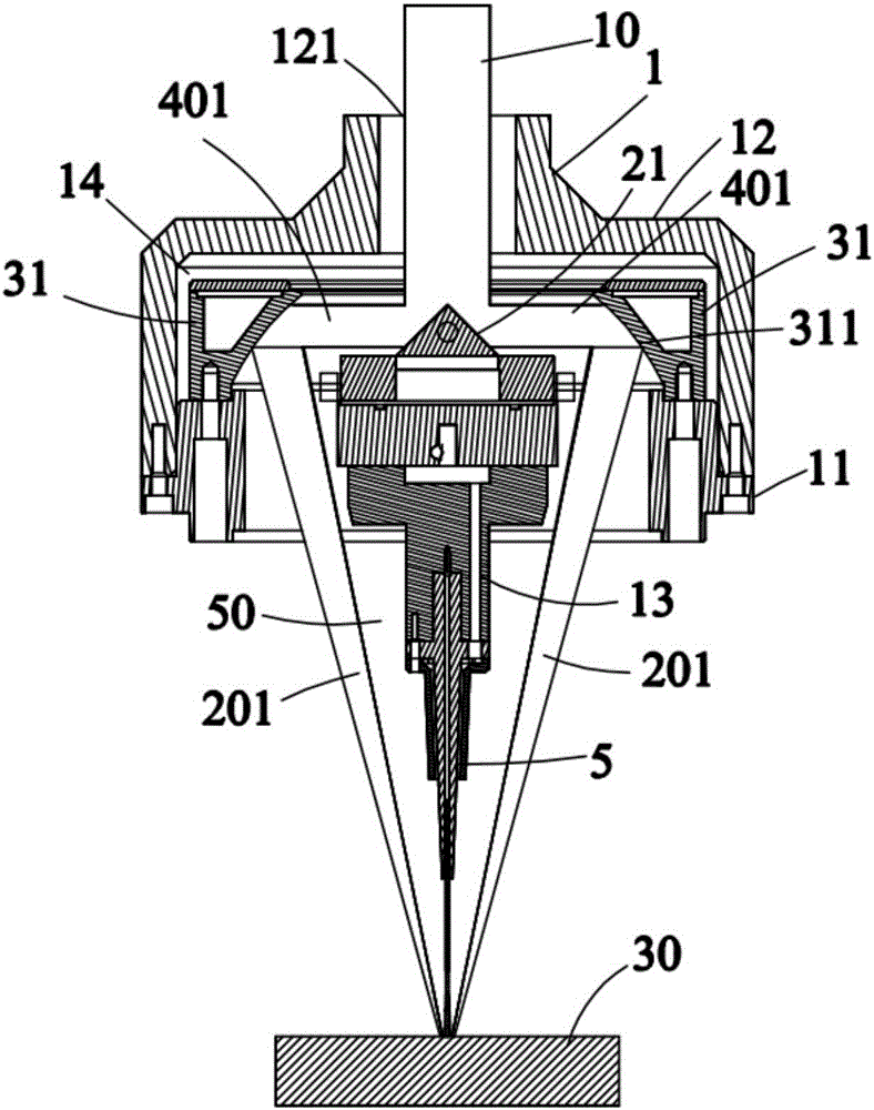 Laser multi-beam feeding cladding and preheating device