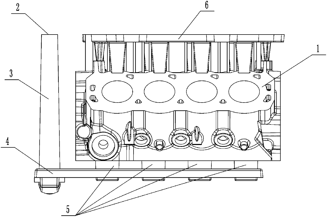 V8 type gray cast iron cylinder body casting pouring method