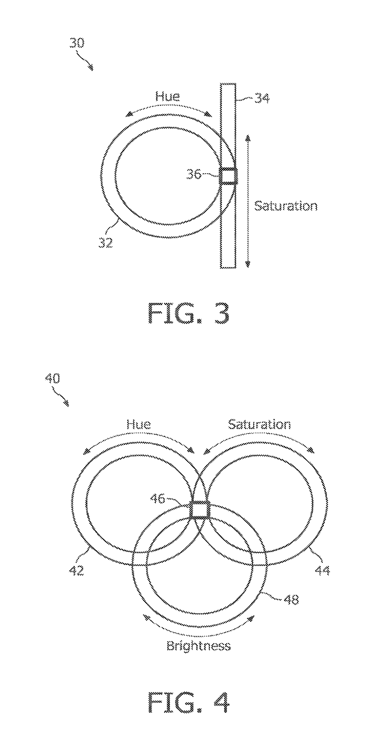 Color selection input device and method