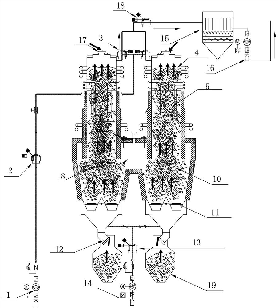 Quick and stable cooling and emptying method for double-chamber kiln