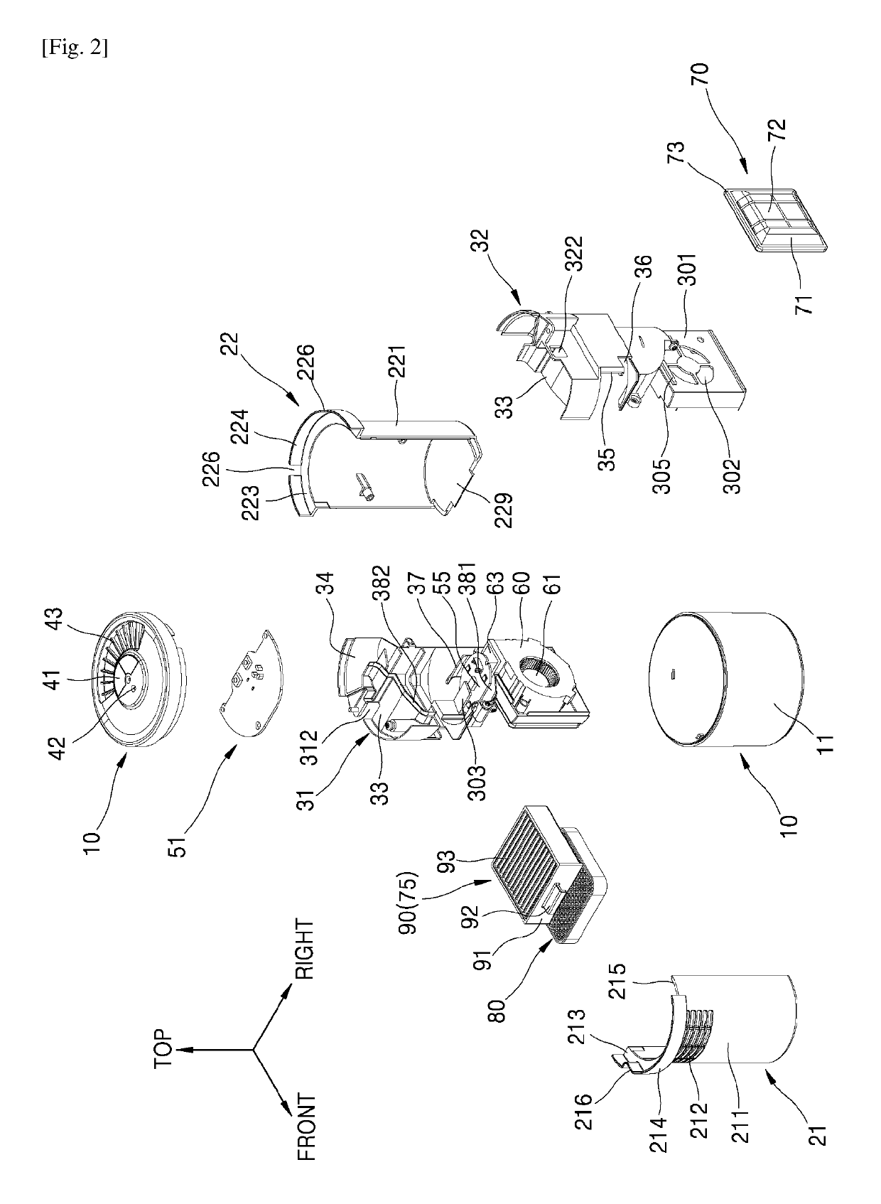 Compact air cleaner using UV LED and photocatalytic filter