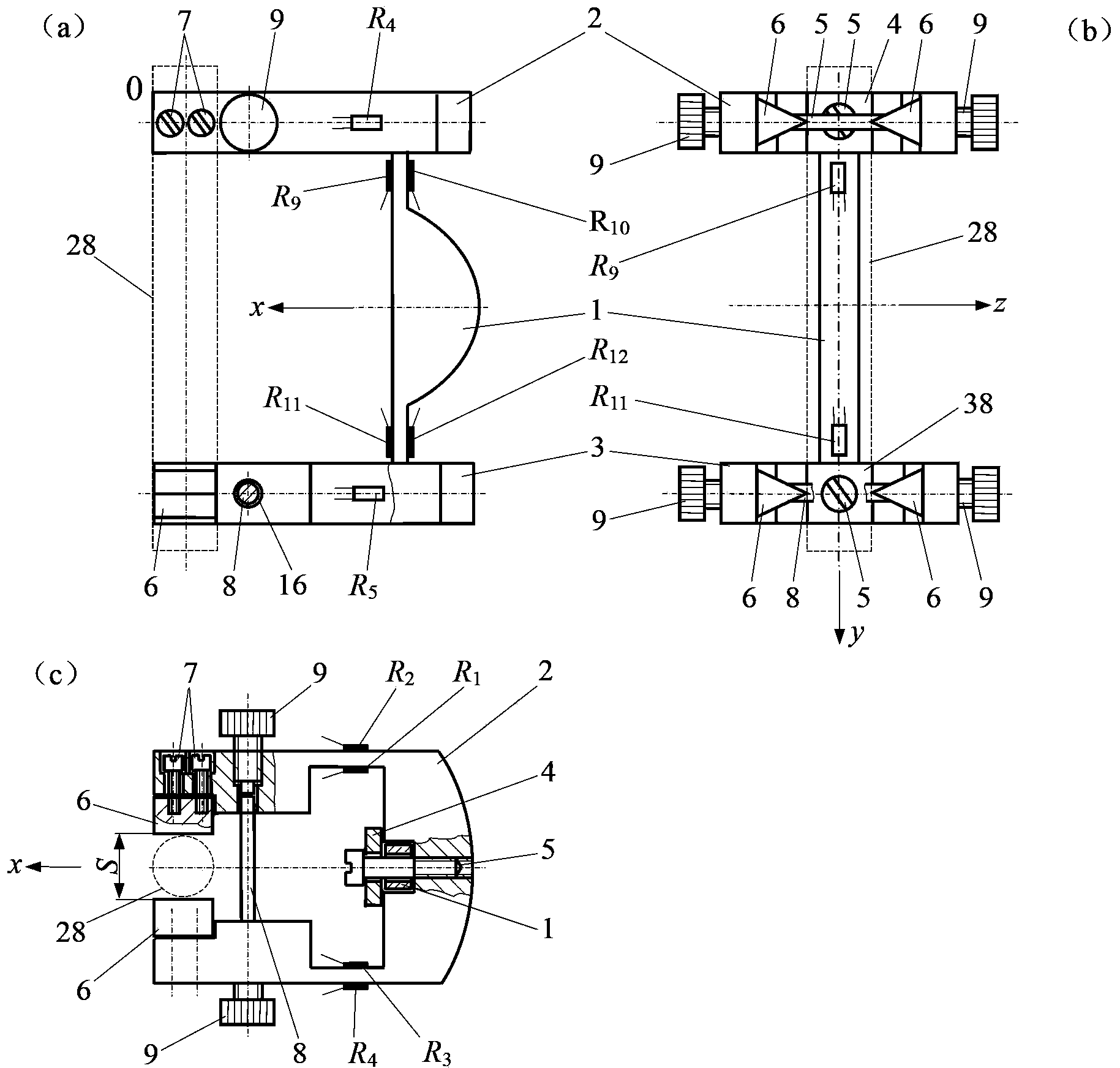 Resistance strain type eccentric-eliminating extensometer and use method thereof