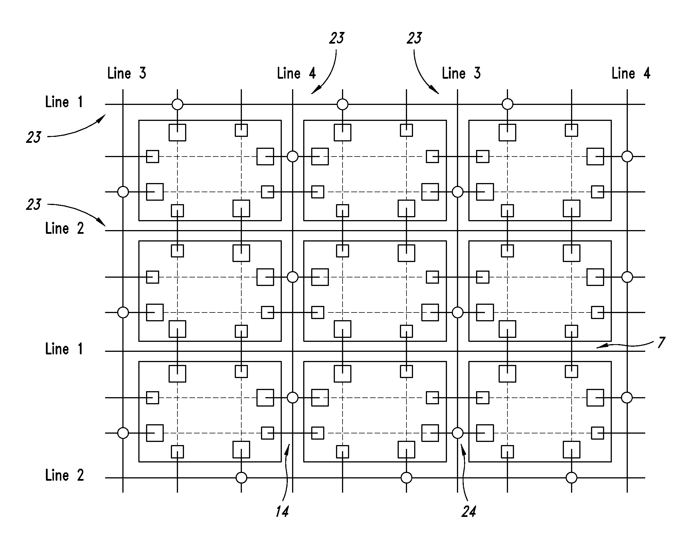 Circuit architecture for the parallel supplying during electric or electromagnetic testing of a plurality of electronic devices integrated on a semiconductor wafer