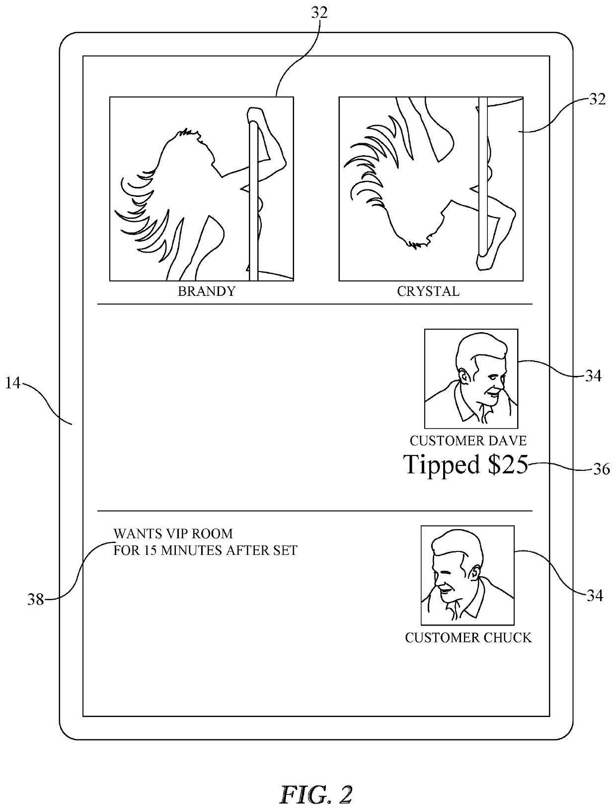 Contactless entertainer tipping and service ordering system