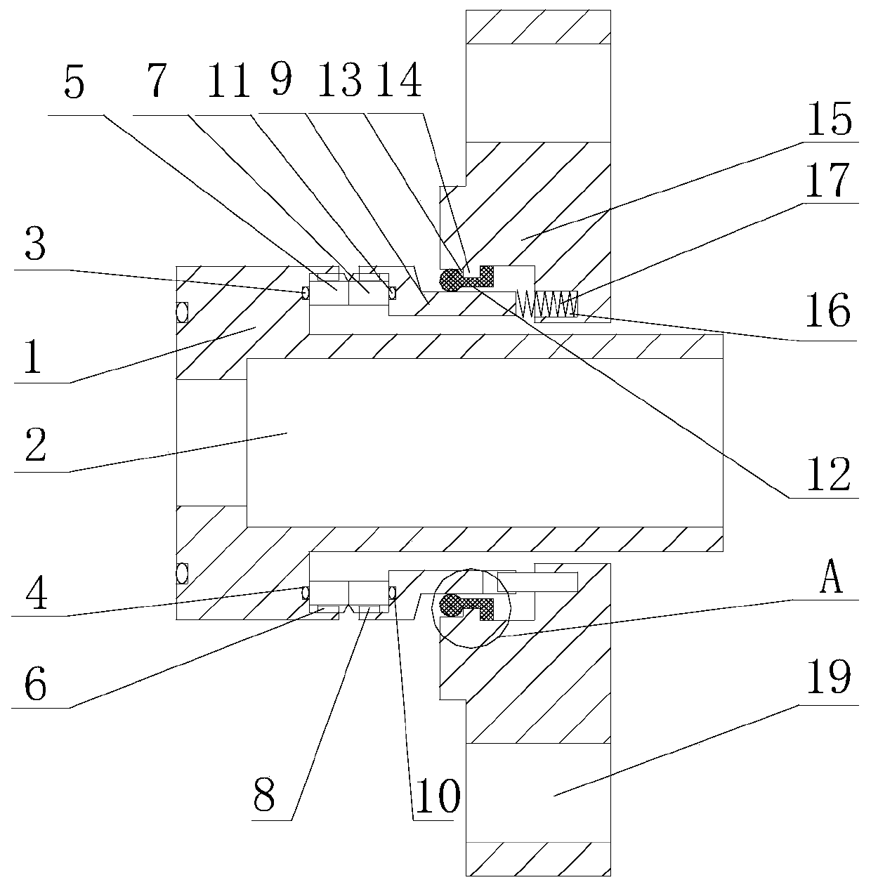 Mechanical sealing assembly capable of avoiding material accumulation