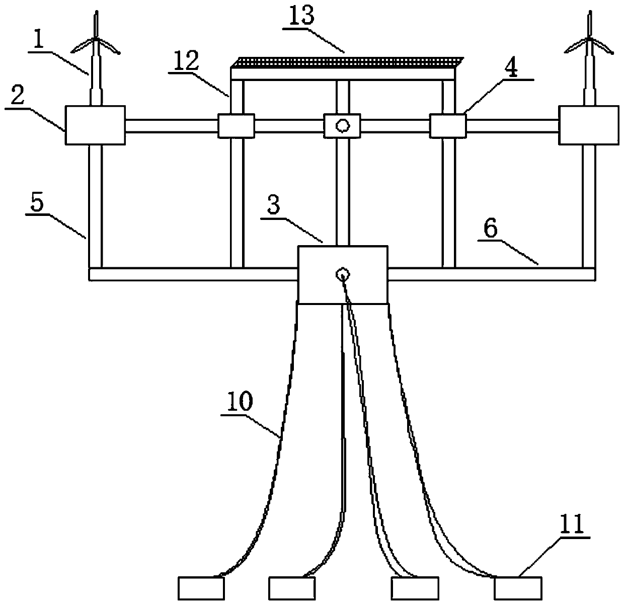 Offshore cluster floating type wind and power comprehensive utilization platform