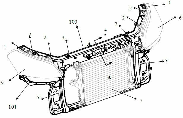 Front-end module carrying frame of car