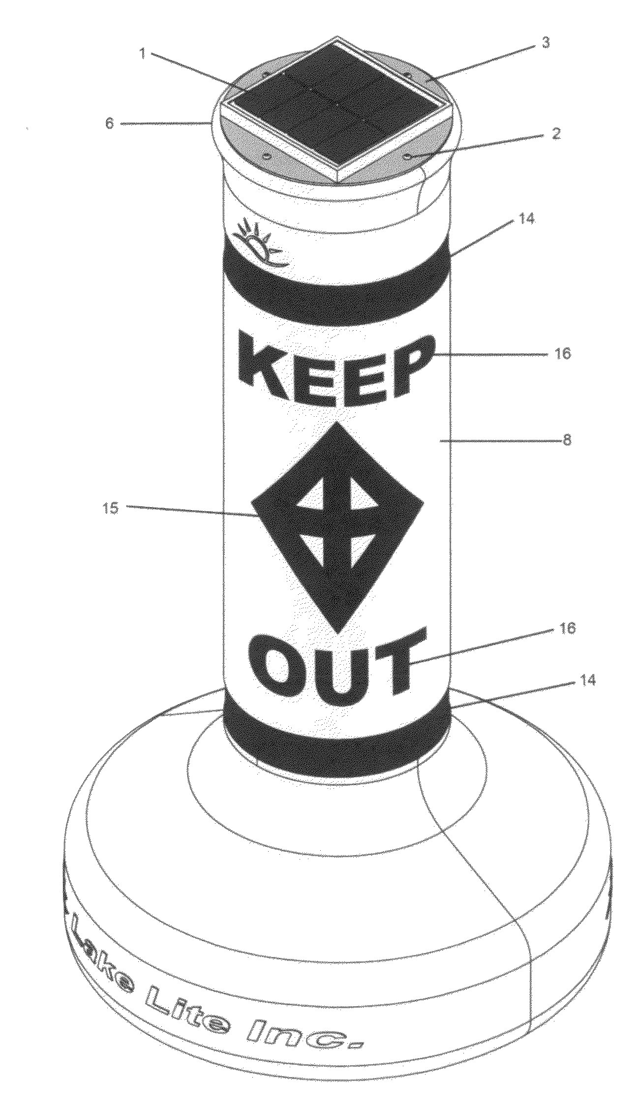 Silhouette illuminating solar powered regulatory buoy