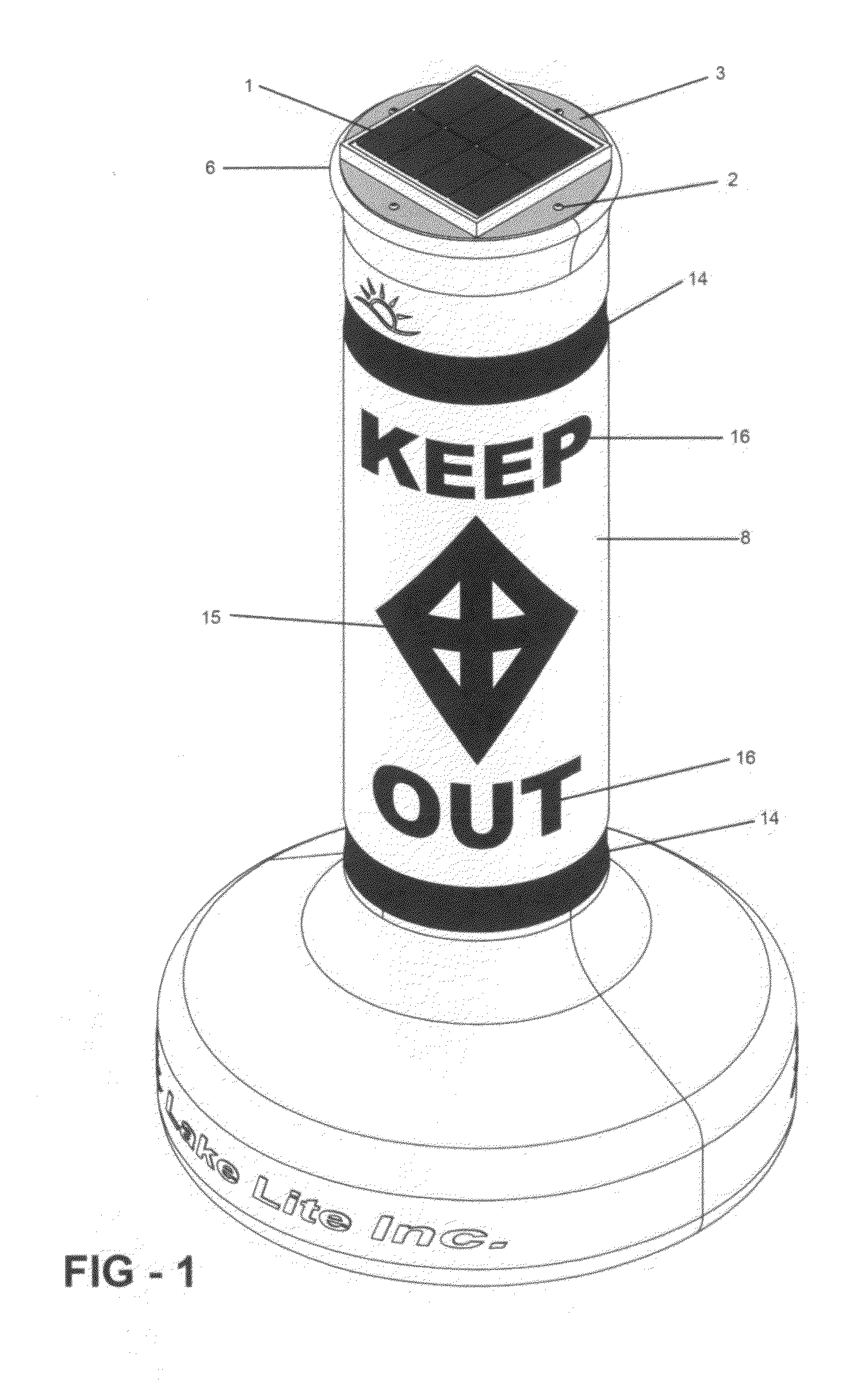 Silhouette illuminating solar powered regulatory buoy