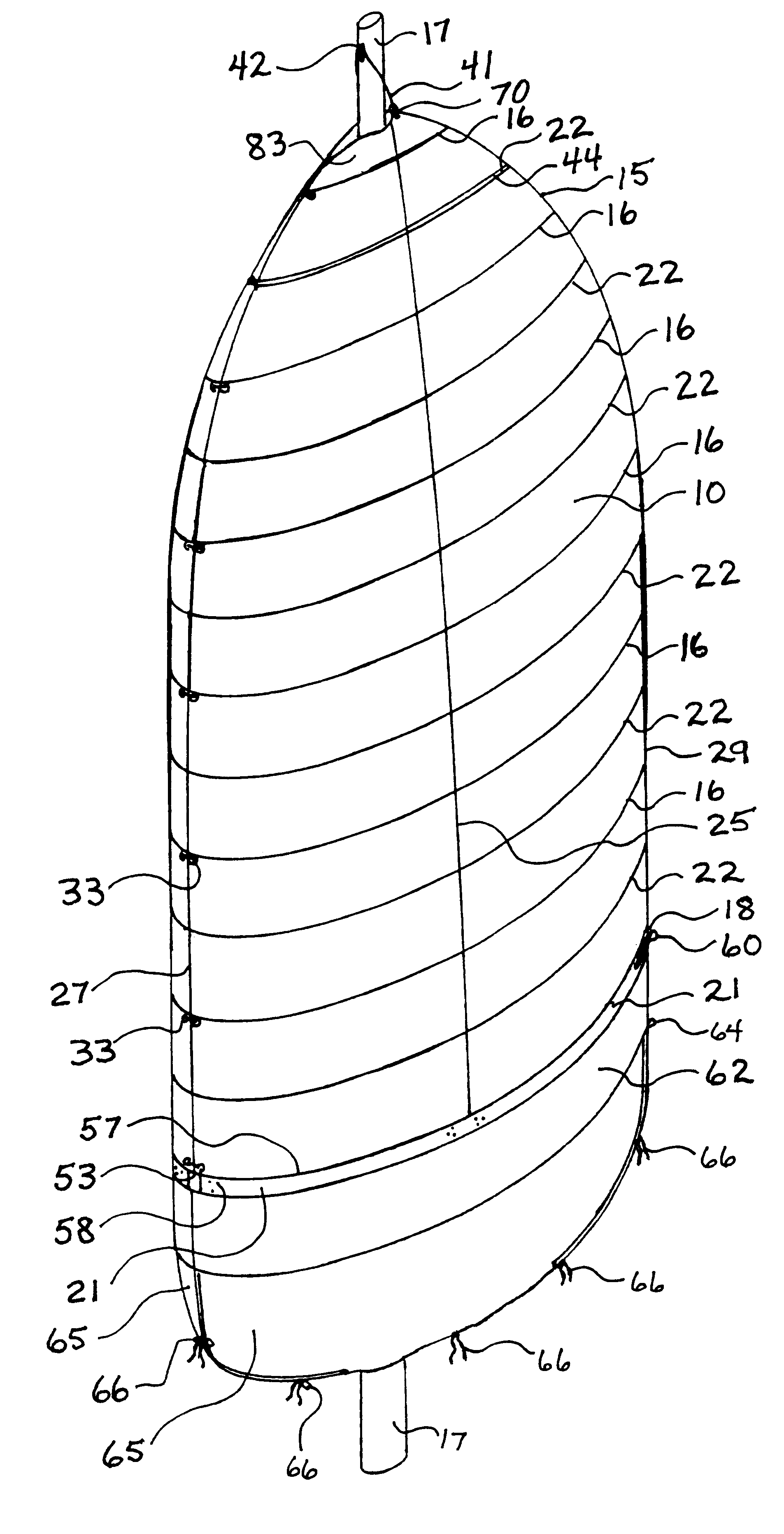 Stowable semi-rigid wing sail system