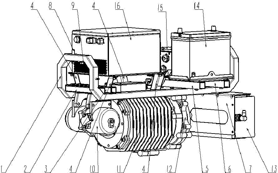 Power assembly support beam mechanism for pure electric automobile