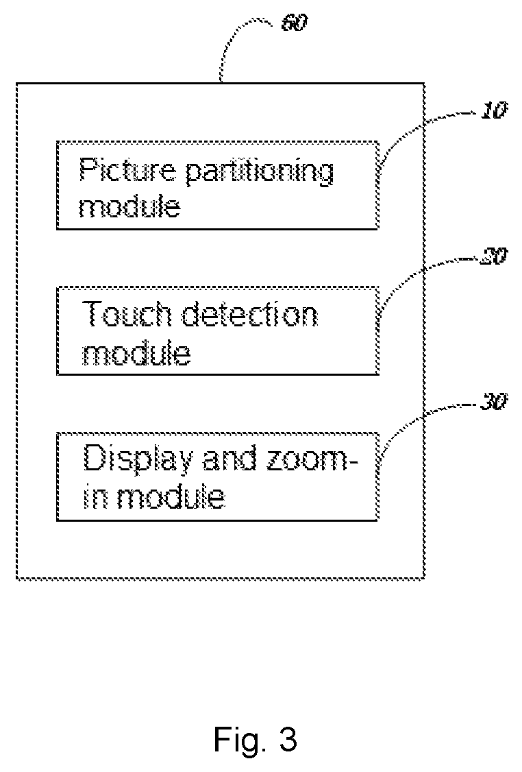 Method and system for zooming-in picture on mobile terminal