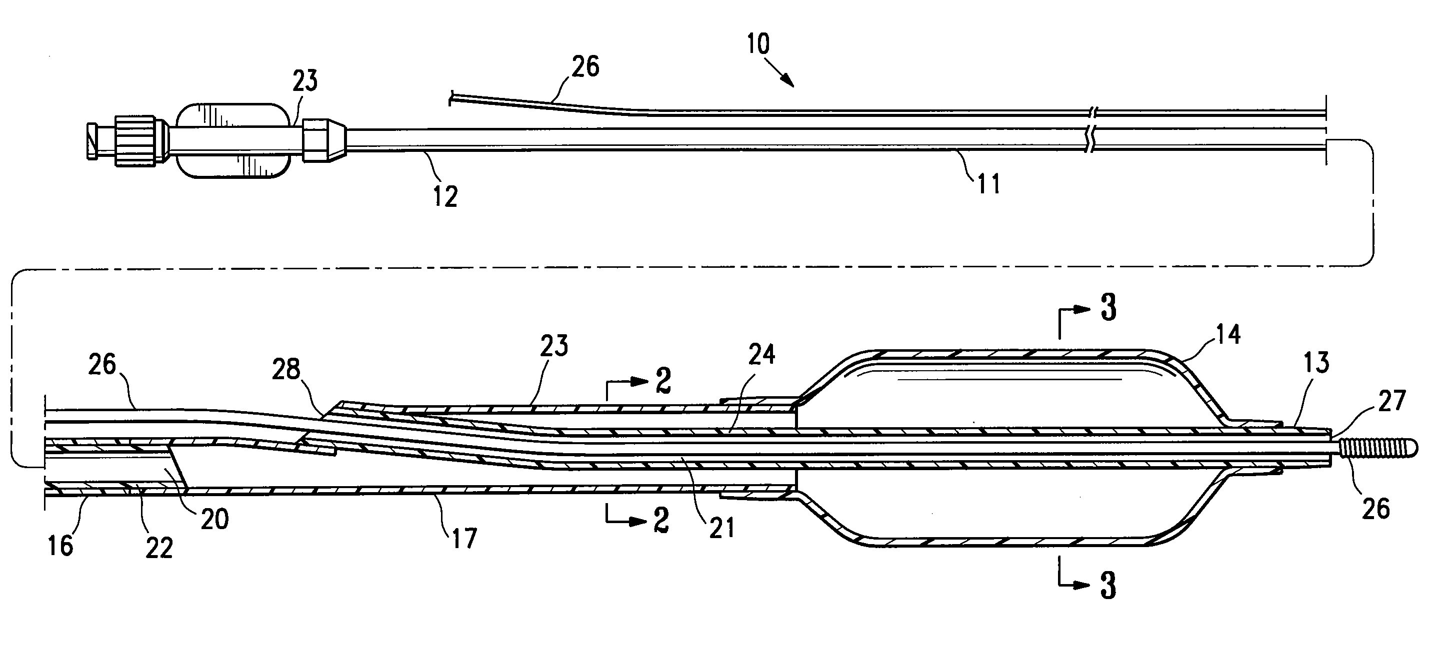 Balloon catheter tapered shaft having high strength and flexibility and method of making same