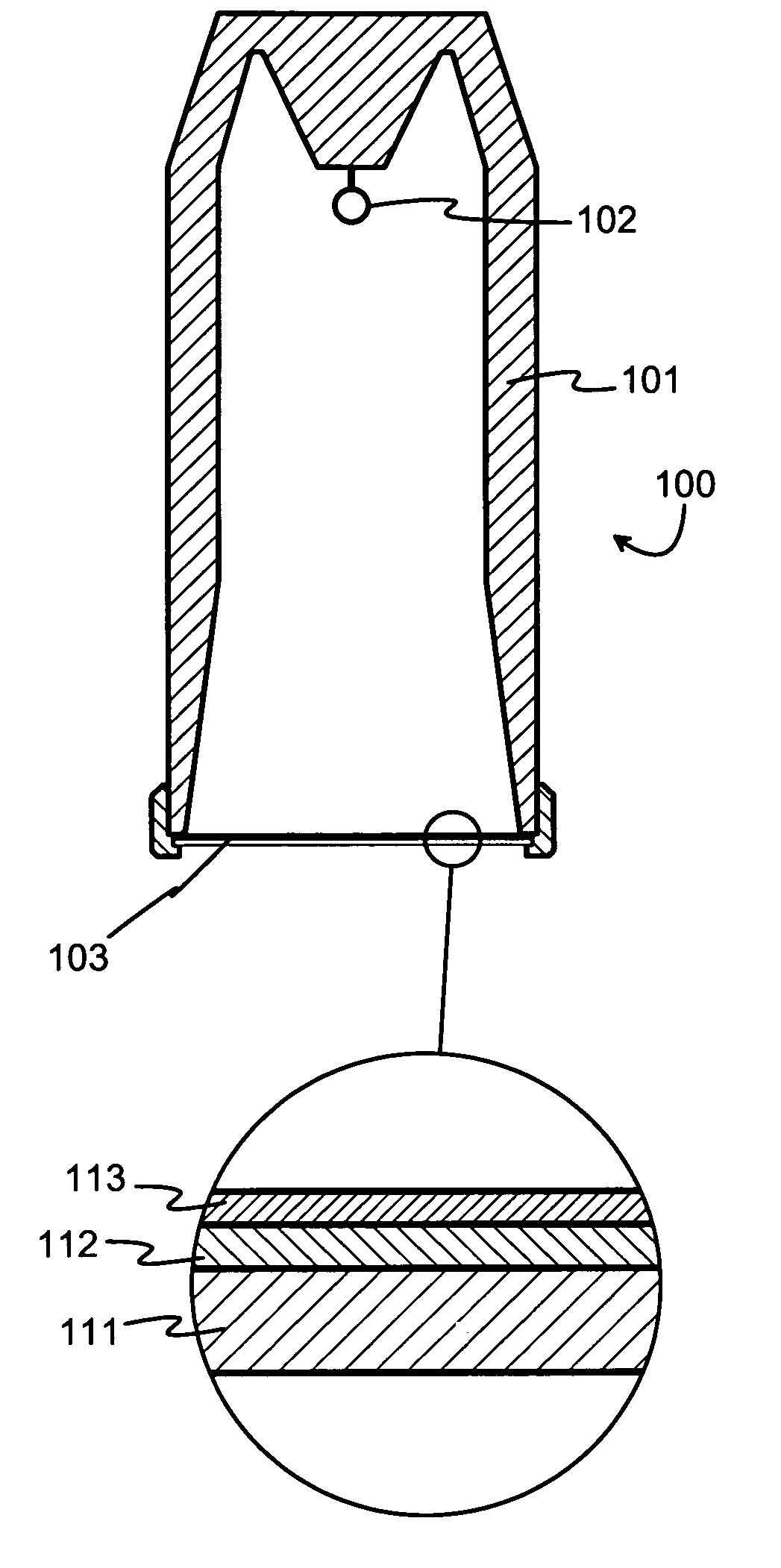 X-ray tube of the end window type, and an X-ray fluorescence analyzer