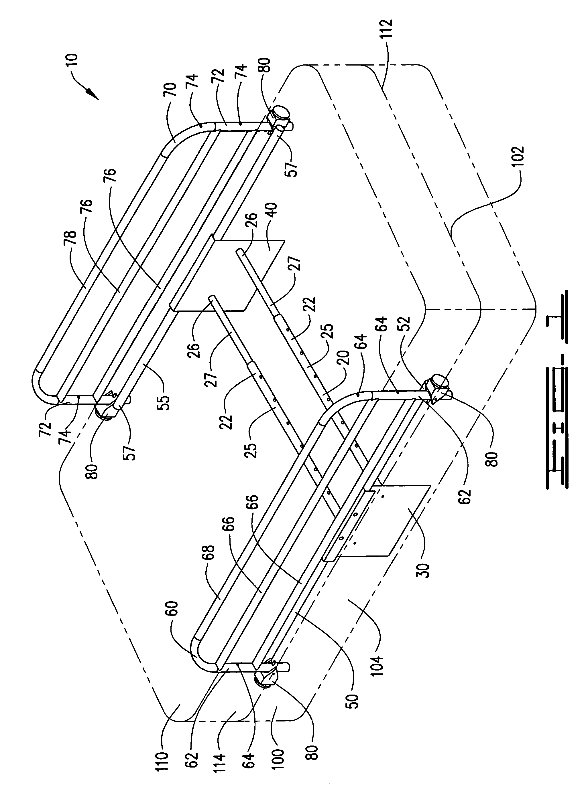 Portable and adjustable dual bed rail assembly