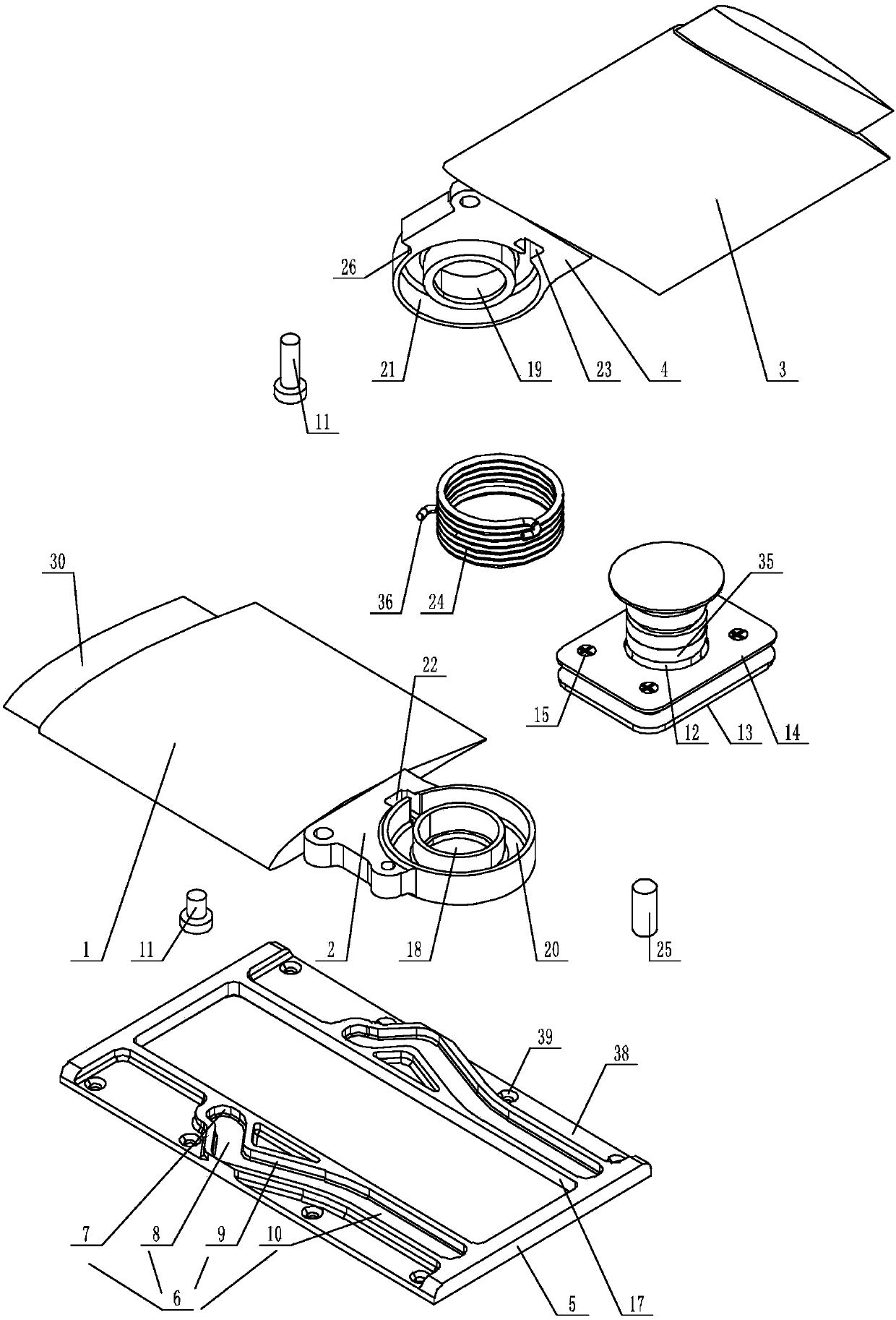 Wing mechanism, emitter and method for shortening axial length thereof