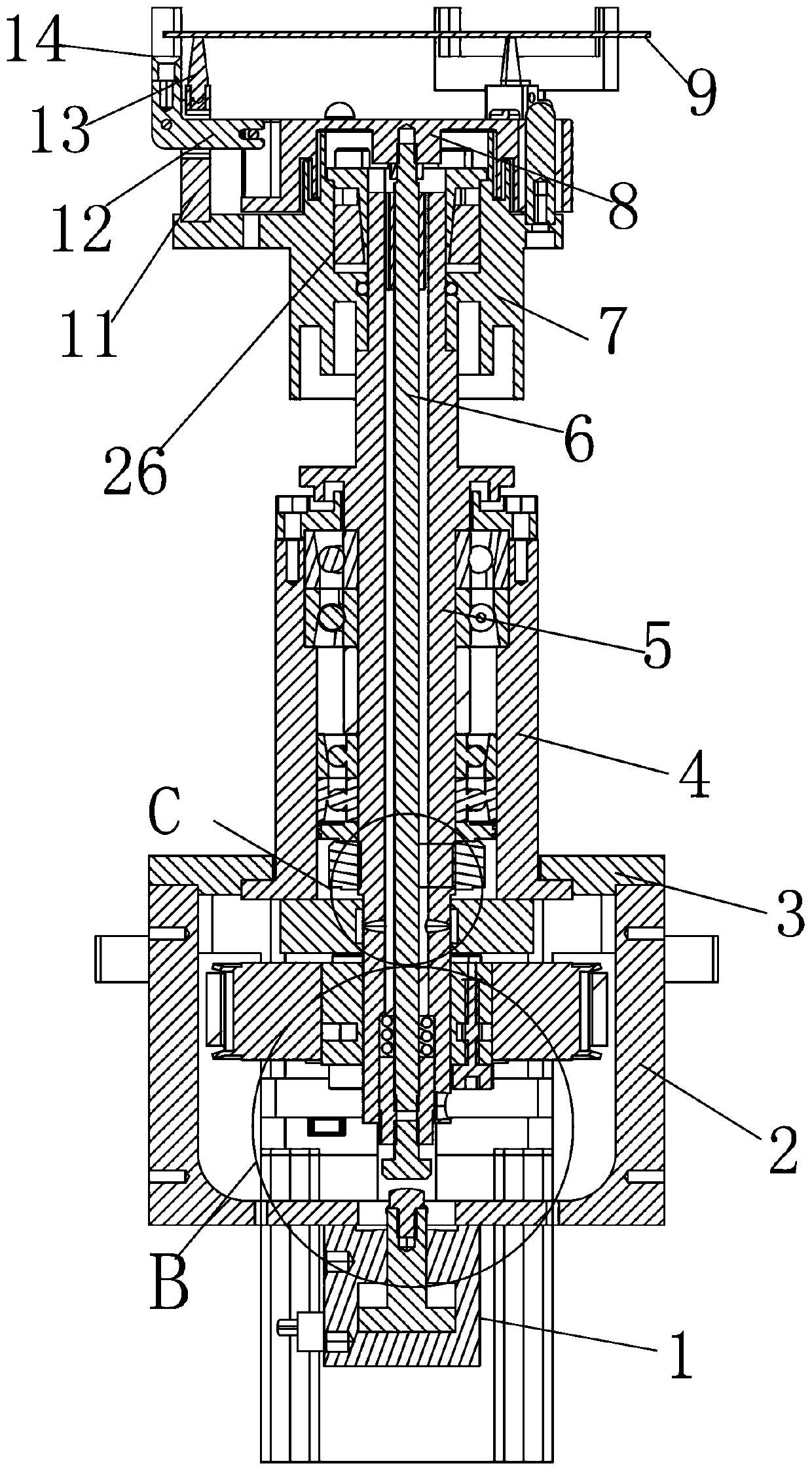 Glue removing machine clamping spindle