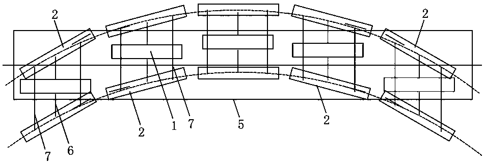 A suspension frame with a frameless traction linear motor in the middle and a magnetic levitation train