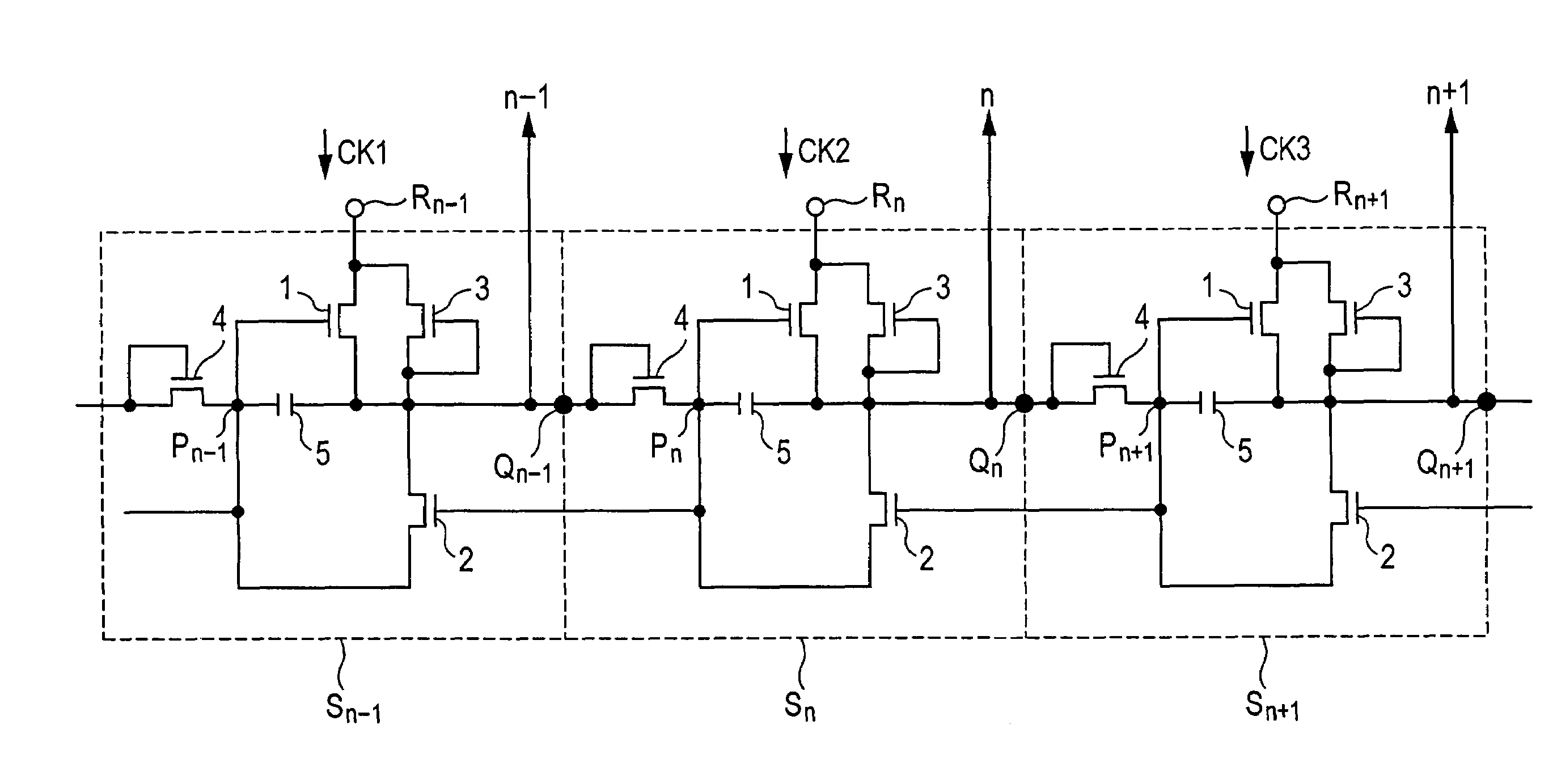 Shift register that suppresses operation failure due to transistor threshold variations, and liquid crystal driving circuit including the shift register