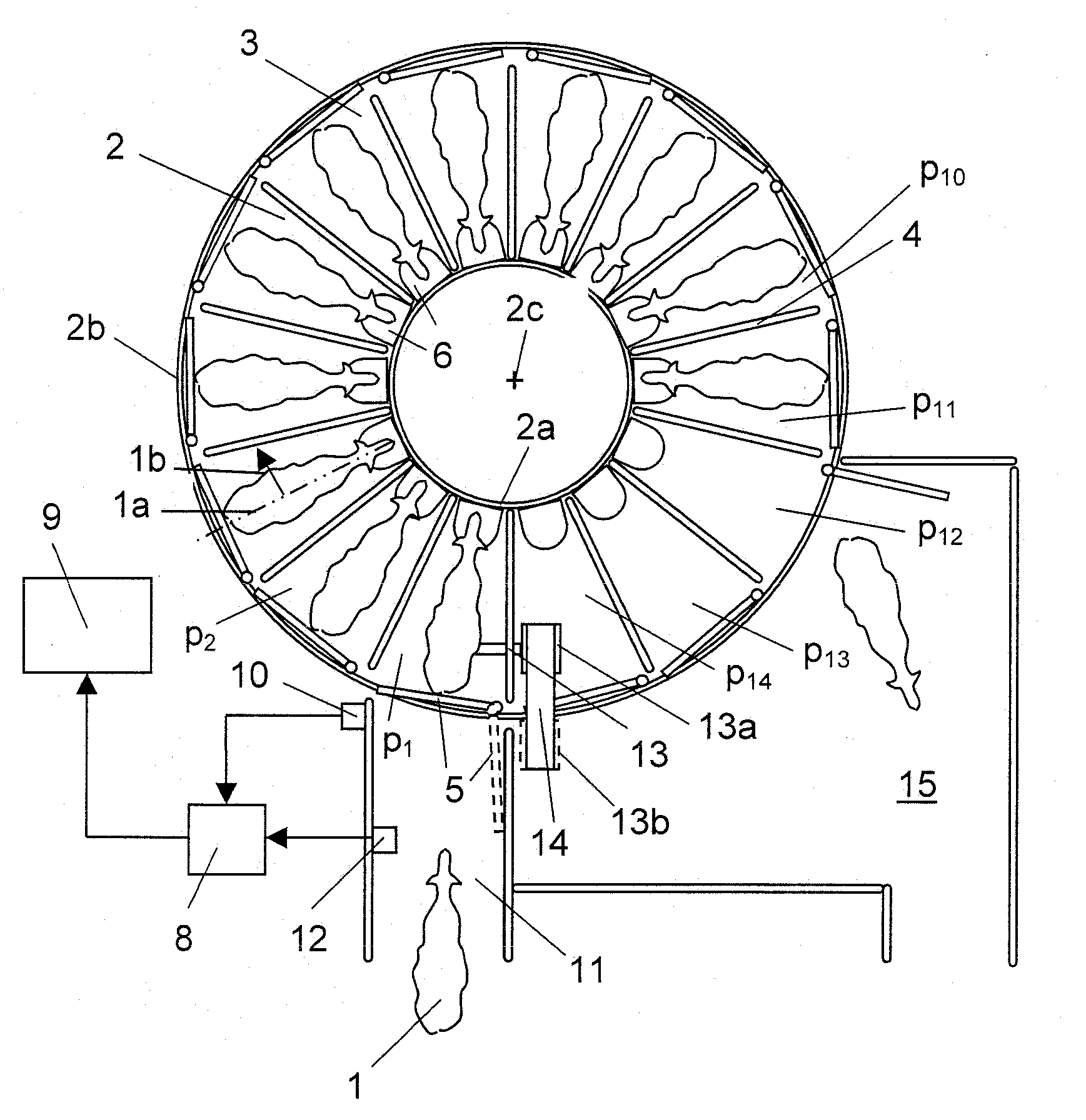 Rotary parlour for automatic milking of animals