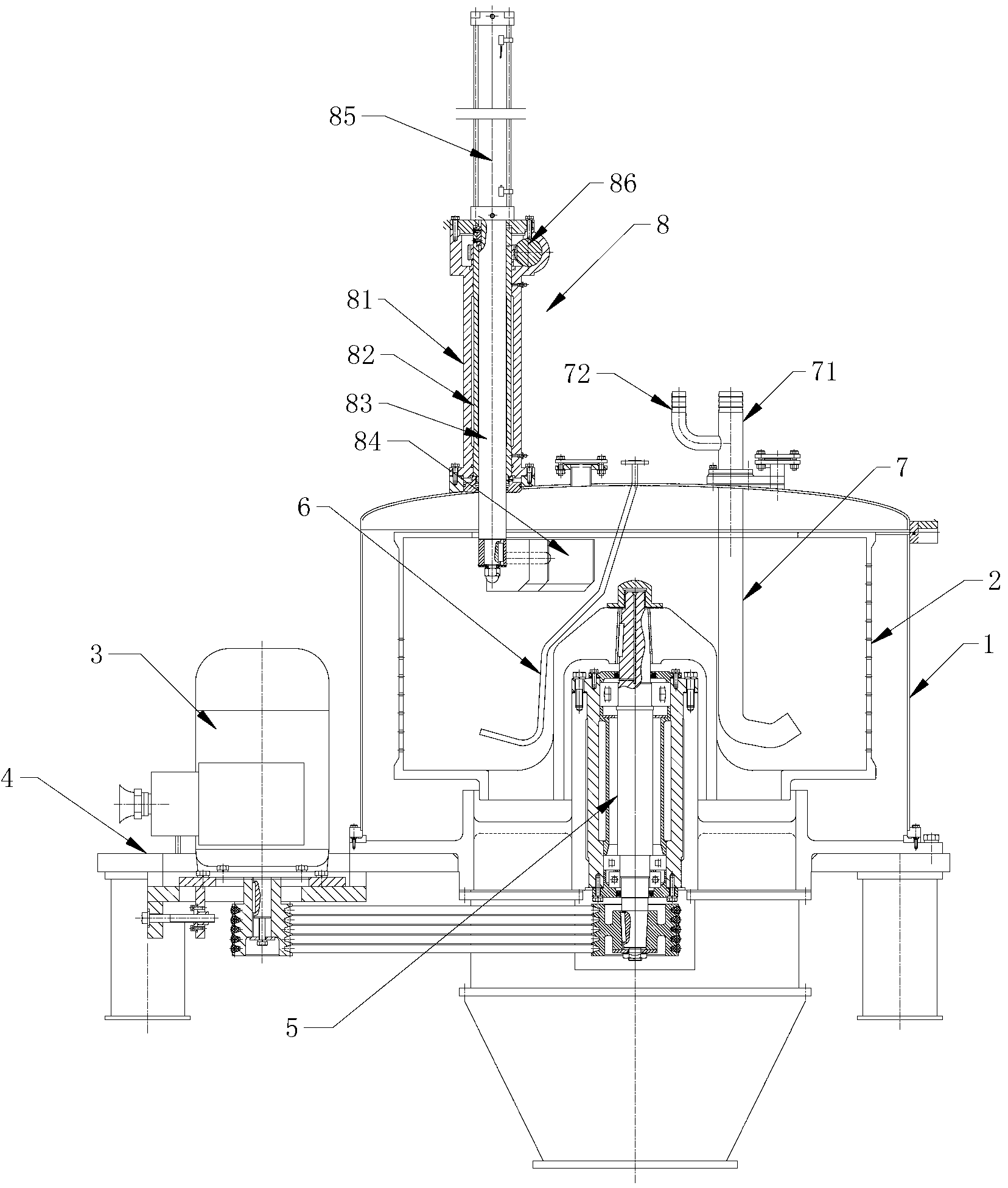 Centrifugal machine special for starch