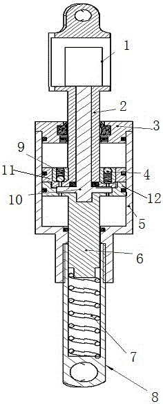 Electric control hydraulic damping cylinder structure for intelligent knee joint