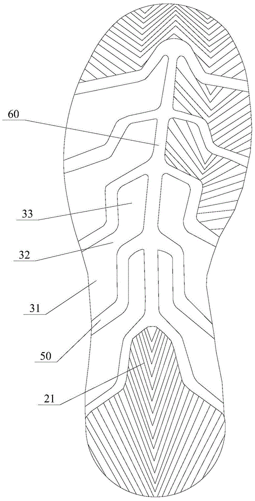 Energy efficient regression sneaker outsole