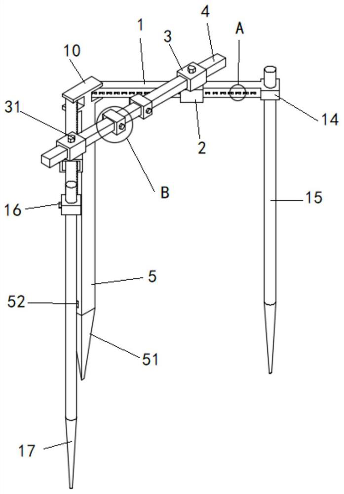 Garden construction nursery stock supporting device with irrigation function