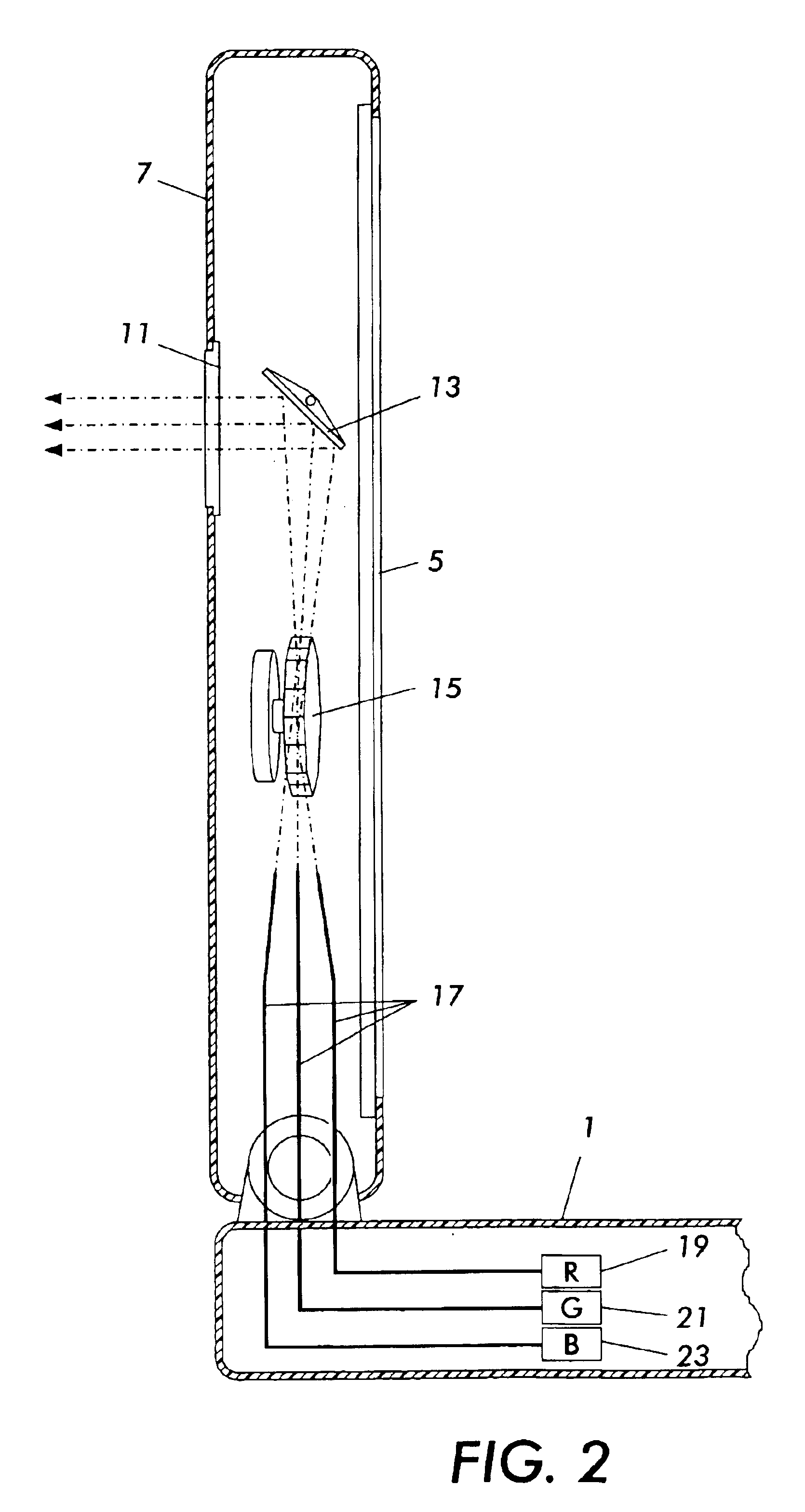 Portable personal computing device with fully integrated projection display system