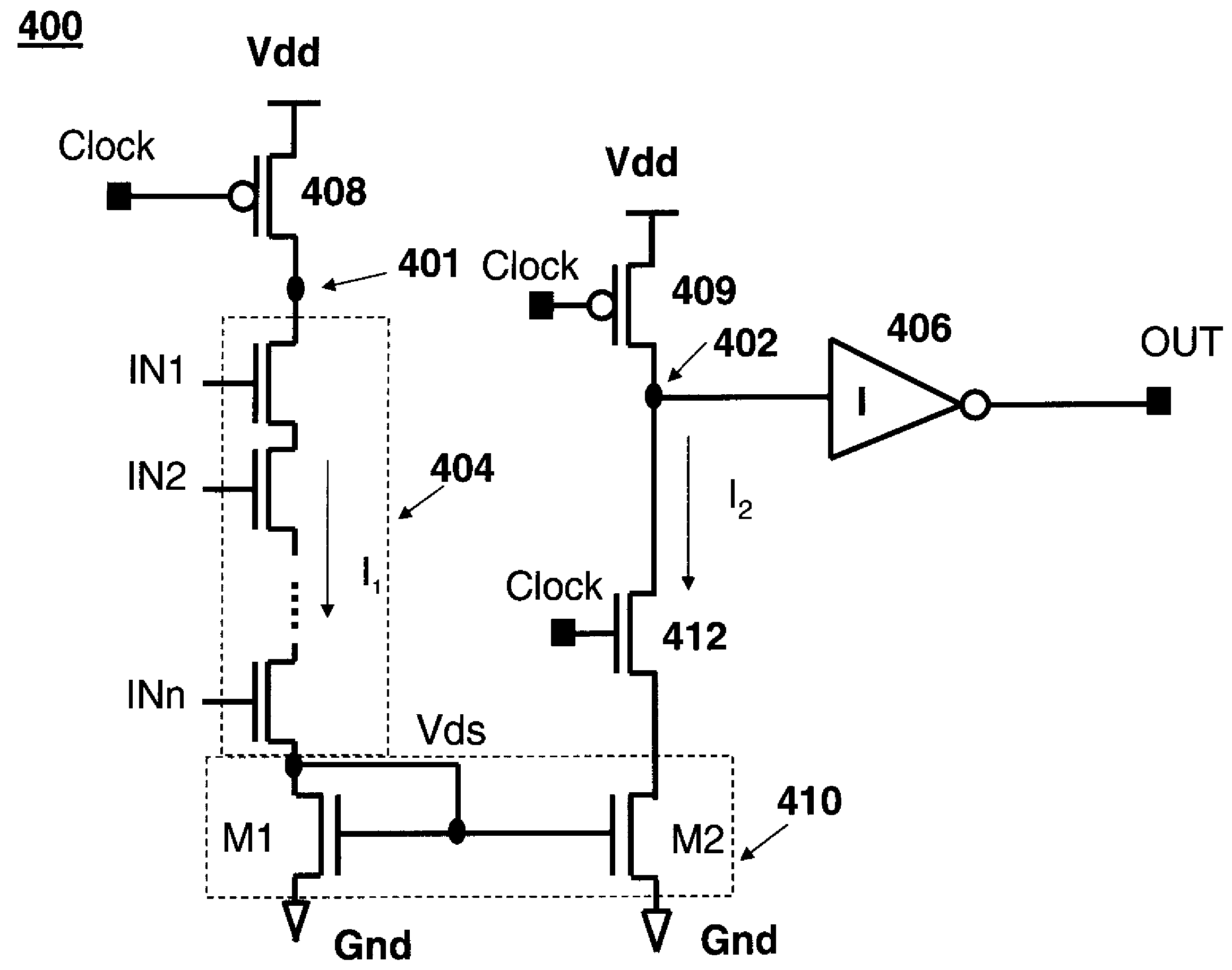 Domino Circuit with Master and Slave (DUAL) Pull Down Paths