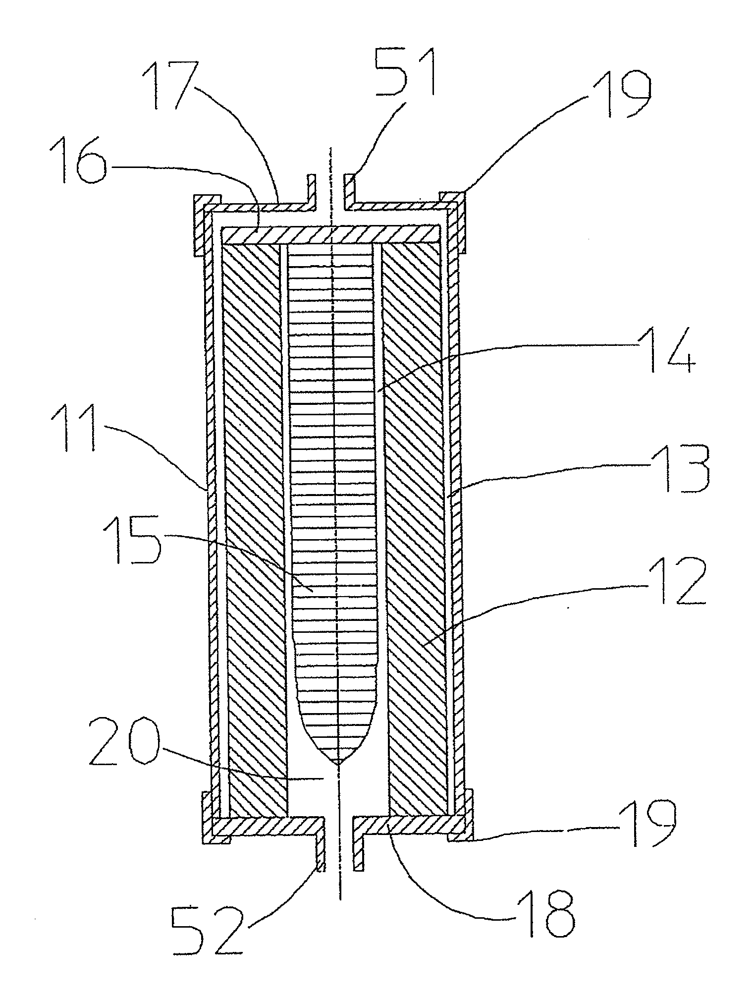 Body fluid treating filter device