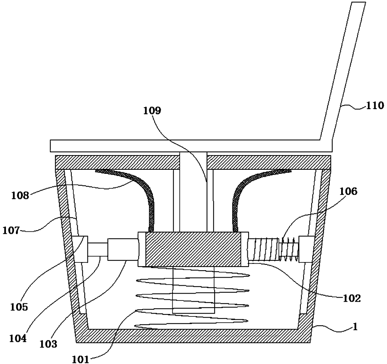 A shock absorbing device for a seat of a body-feeling balance vehicle