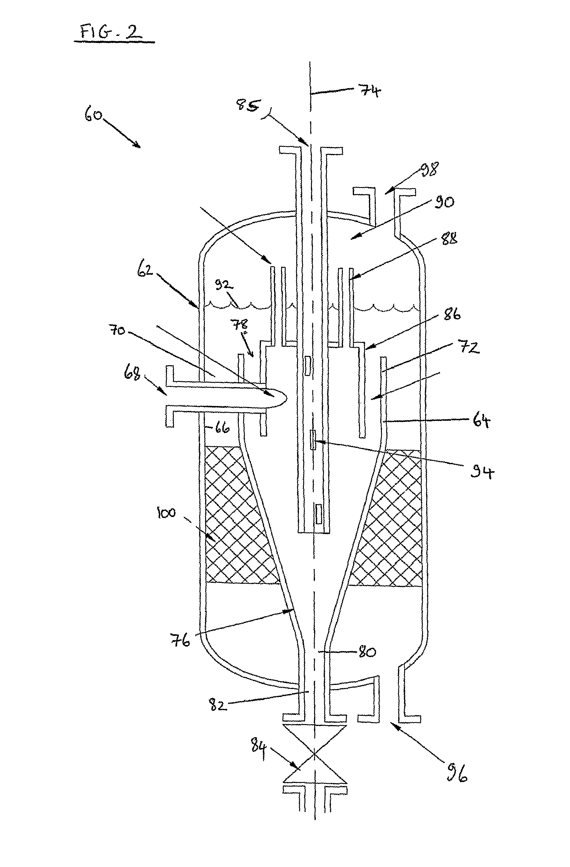 Separator to separate a liquid/liquid/gas/solid mixture