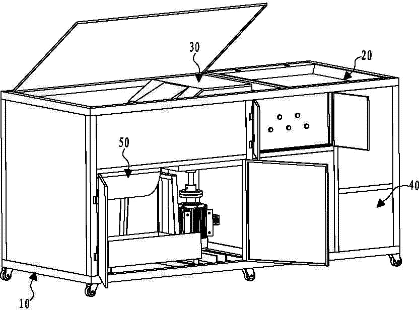 Kitchen waste recycling automatic treating all-in-one machine and treatment process thereof