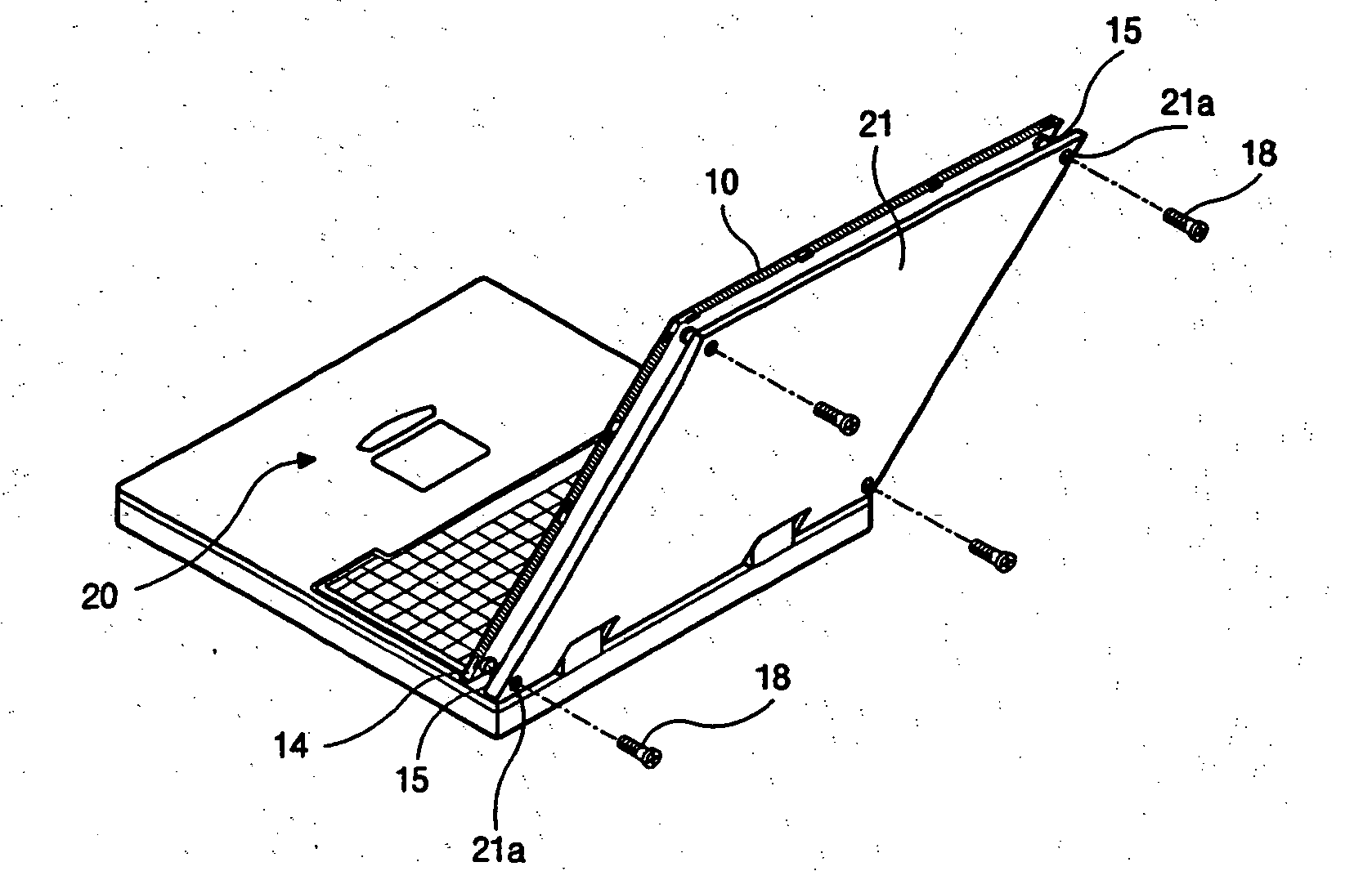 Portable computer and method for mounting a flat panel display device thereon