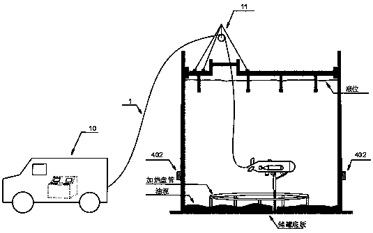 Robot for detecting corrosion of base plate of on-service large-sized crude oil storage tank