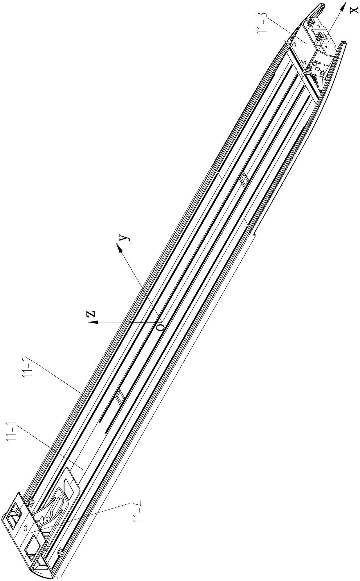 Synthetic positioning device and method for large parts and fe ends of EMU underframe foundation