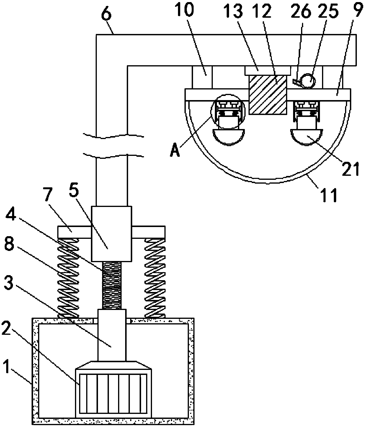 LED streetlamp capable of effectively enhancing radiation scope and with adjustable position