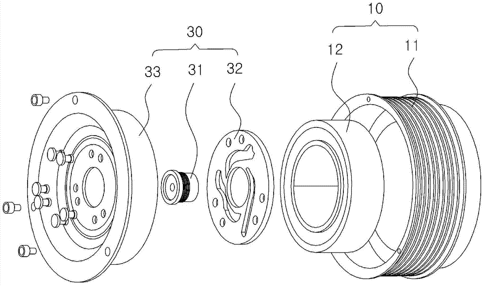 Compressor pulley assembly and method for manufacturing same