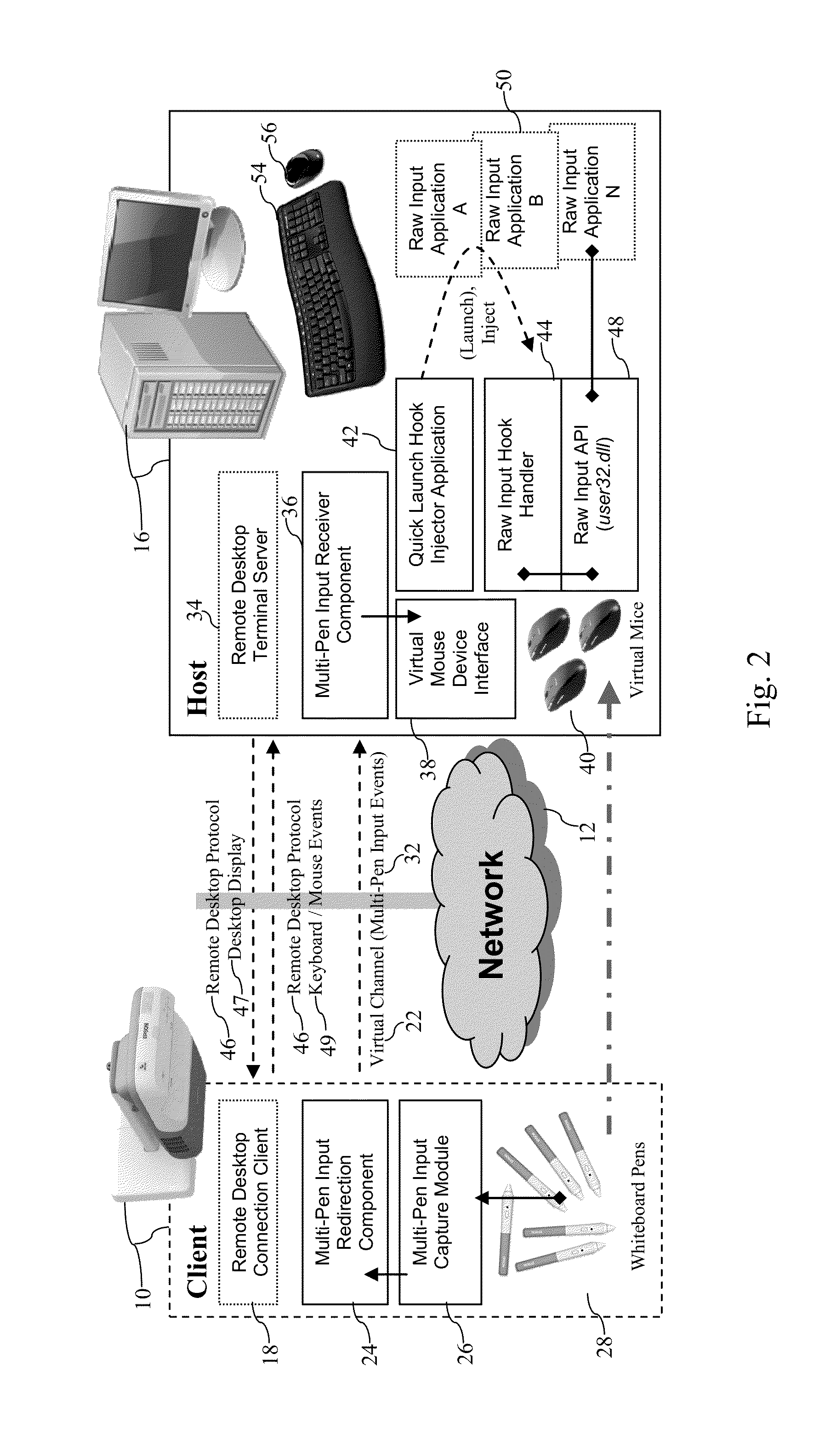 Method for providing multiple mouse inputs in a remote desktop session