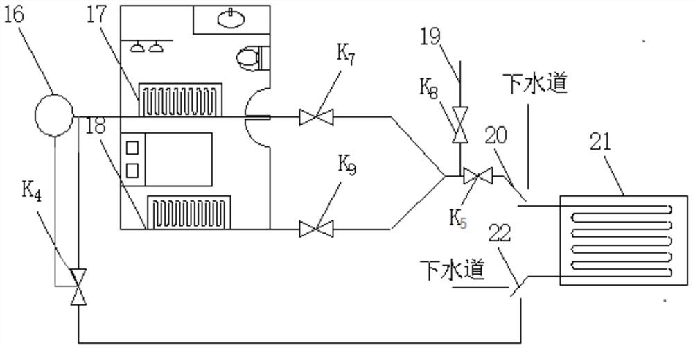 A micro-scale flat tube shower water longitudinal circulation system and heating method