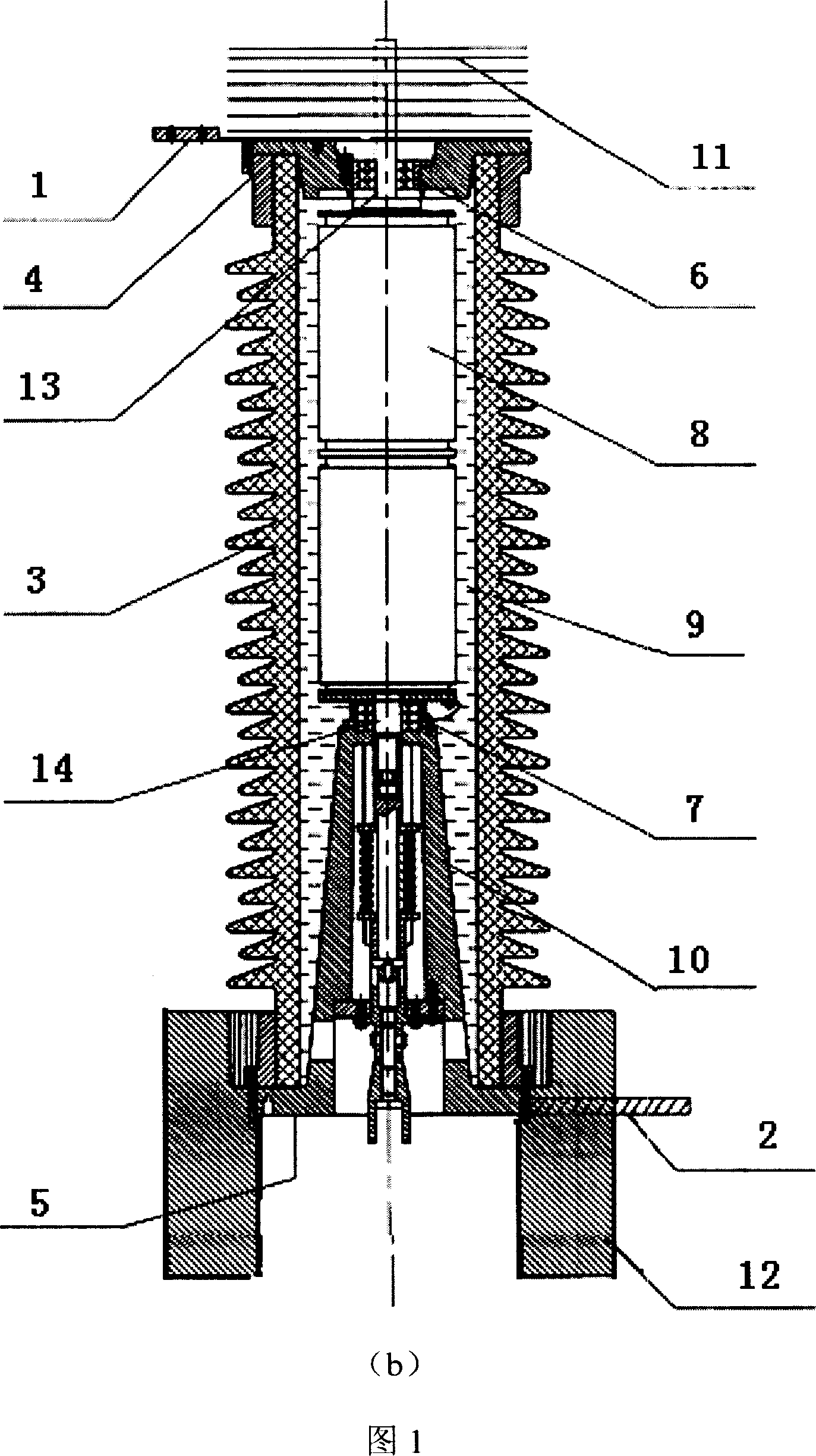 High voltage vacuum circuit breaker with high rated current