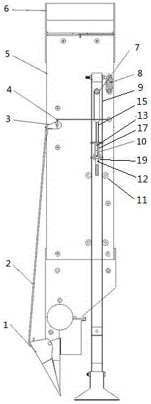 Duck-billed soil opener opening and closing control mechanism for corn planter