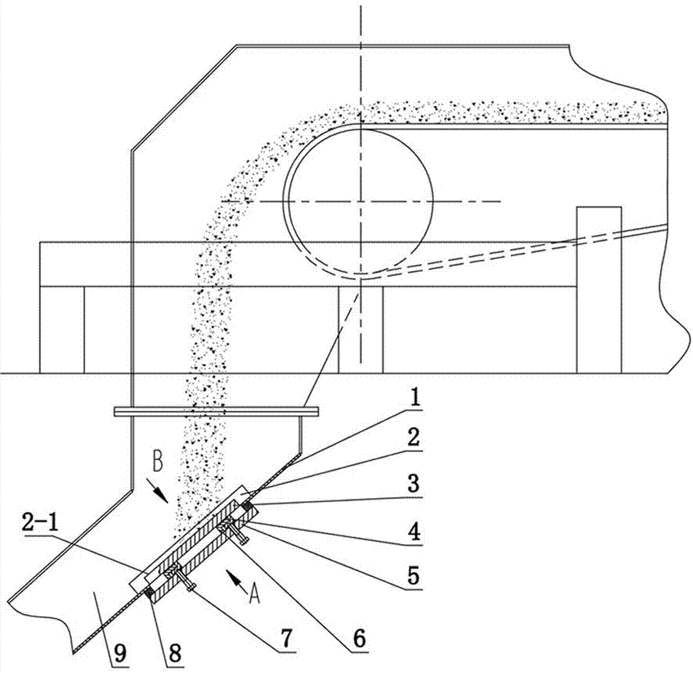 Valve-type quick-change liner unit for discharge hoppers