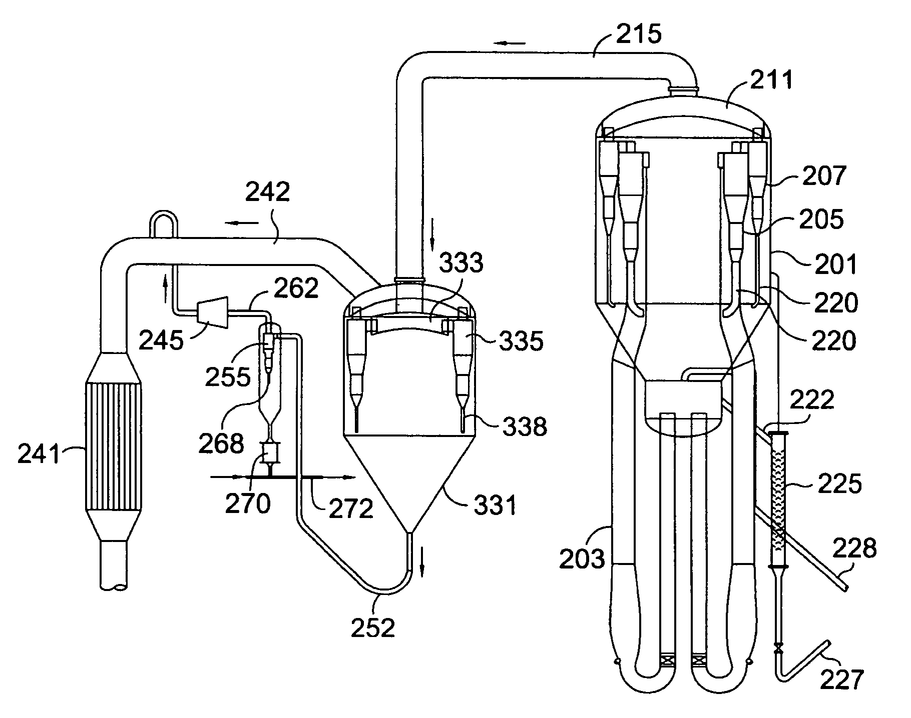 Gas-solids separation device and method